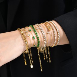 Evil Eye Bangles Manufacturer - 2023 Fashion Stainless Steel Bracelet Jewelry 14K Gold Plated Evil Eye Bangles