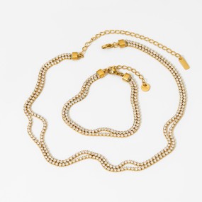 Pearl Jewelry Set Manufacturer - Femme Elegant Freshwater Natural Pearl Jewelry Gold Pearl Necklace Bracelet Set