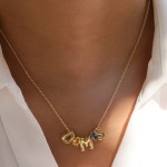 Personalized Necklace Factory - Minimalist 18K Gold Zirconia Waterdrop 12 Birthstone Alphabet Bubble Letter