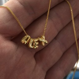 Bubble Name Necklace Supplier - 2023 Minimalist Tarnish Free Stainless Steel Personalized Mini Bubble Name Necklace