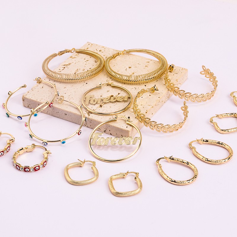 Ball Chain Earrings Manufacturer - 2023 New Arrival 18k Gold Plated Copper Big Ball Chain Hoop Earrings Round Beads