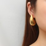Tear Drop Earrings Factory - Wholesale Chunky 18k Gold Stainless Steel Tear Drop Earrings Women Fashion Hollow Drop