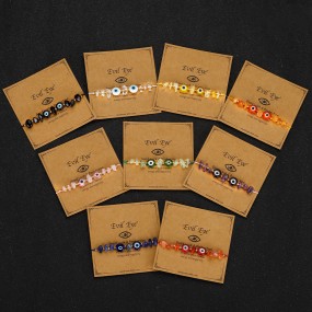 Rainbow Evil Eye Bracelet Manufacturer - Fashion Evil Eye Bracelet Rainbow Crystal Gold Beads Turkish Lucky