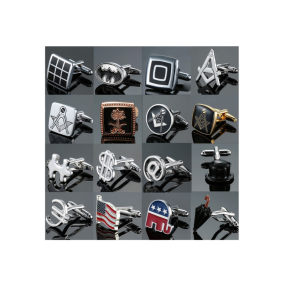 珐琅袖扣工厂-时尚风格男士法式衬衫袖扣铜珐琅漆拳击心形皇冠袖扣