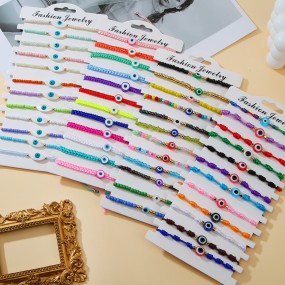 Braided Bracelet Supplier - Trendy Evil Eye Bracelet Set Colorful Handmade Braided Jewelry Charm Bracelets