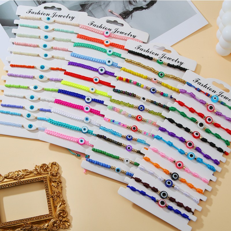 Braided Bracelet Supplier - Trendy Evil Eye Bracelet Set Colorful Handmade Braided Jewelry Charm Bracelets