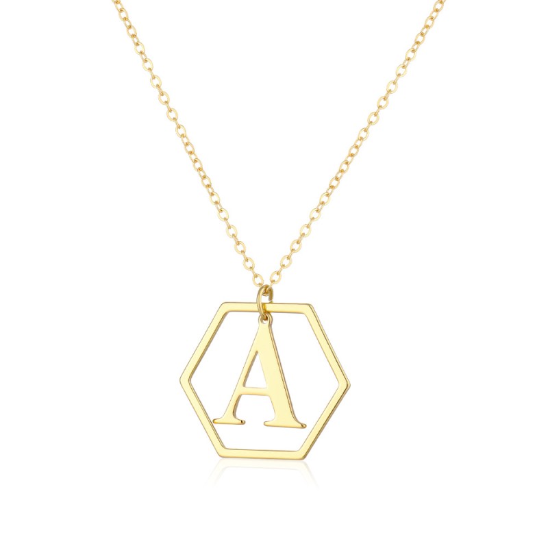 Round Disc Necklace Manufacturer - Trendy Round Disc Coin Pendant Necklace Initial Letter a to Z Engraved Charm Gift