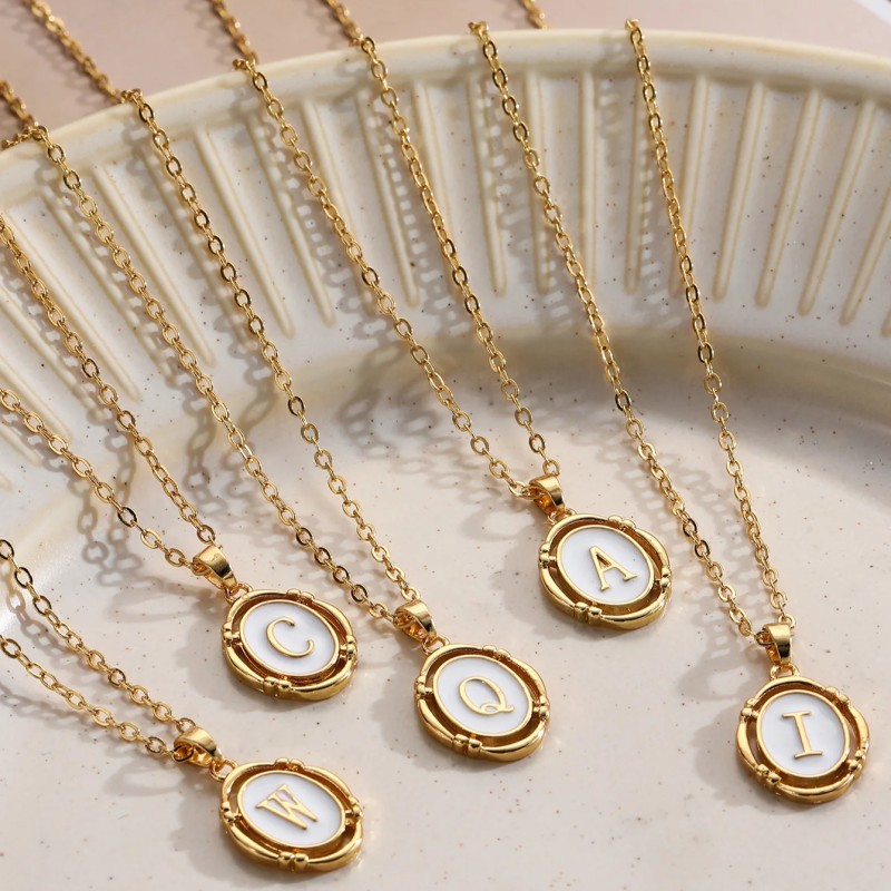 Letter Pendant Necklace Supplier - Stainless Steel 26 Letter Pendant Necklace a to Z Women's Dainty Alphabet Jewelry