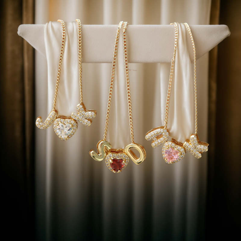 Bubble Letter Necklace Manufacturer - Personalized Alphabet Balloon Letter Initial Chain Gold Birthstone Charm