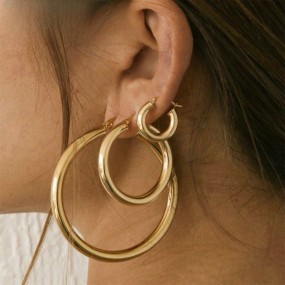 Smooth Hoop Earrings Supplier - Statement Women Elegant Jewelry Waterproof Round Smooth Hoop Daily Wear