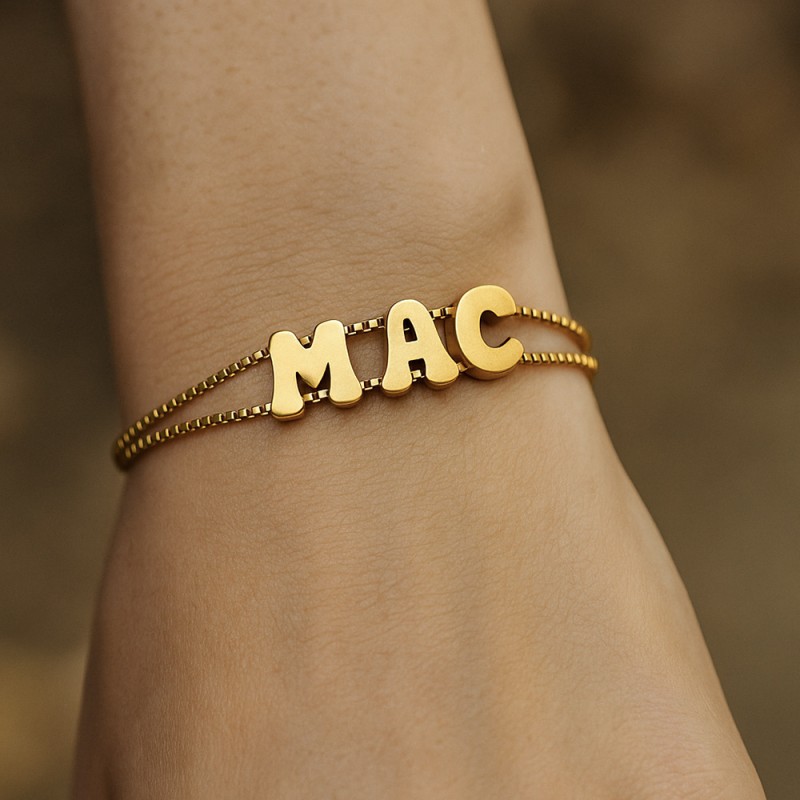 Personalized Bracelet Factory - Custom Letter 18K Gold Plated Stainless Steel Adjustable Name Jewelry