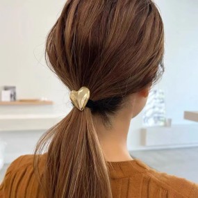 Hair Ties Factory - New Design Waterproof Stainless Steel Hair Ties with Heart Rubber Band Pony Cuffs