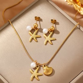 Heart Eye Set Factory - Women Dainty Jewelry Set Stainless Steel 18k Gold Zircon Heart Eye Layered Pendant Set