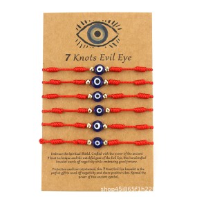 Evil Eye Bracelet Manufacturer - 7 Knots Evil Eye Bracelet Set Red Rope Protection Handmade Spiritual Shield