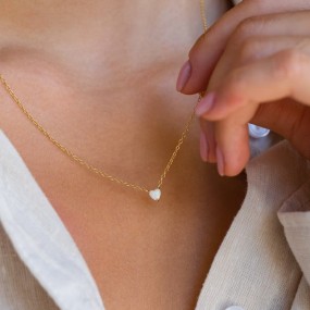 Love Heart Necklace Factory - Women's Trendy 18k Gold Plated Sterling Silver Love Heart Shape Necklace Crystal Choker