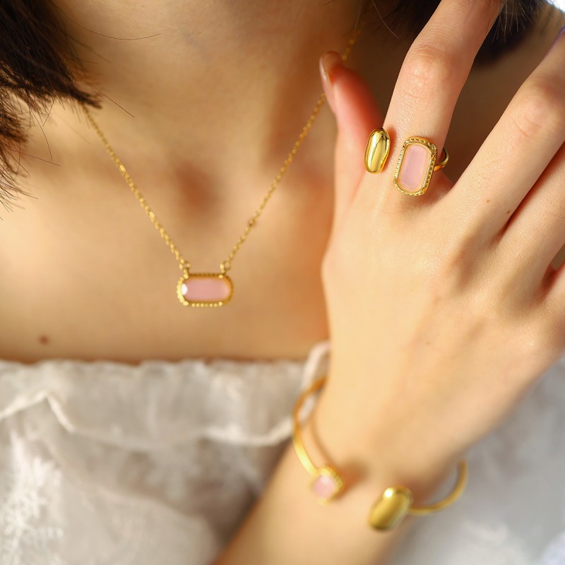 Cross-border Set Manufacturer - Tina Titanium Stainless Steel High-end Cross-border Ins Zircon Octagonal Star Chain