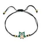 猫头鹰吊坠手镯工厂-彩色猫头鹰饰物手镯套装手工串珠手镯动物吊坠配饰