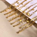 Chain Bracelet Factory - Stacking 18K Gold Plated Chain Green White CZ Women Girl Cubic Zirconia Minimalist
