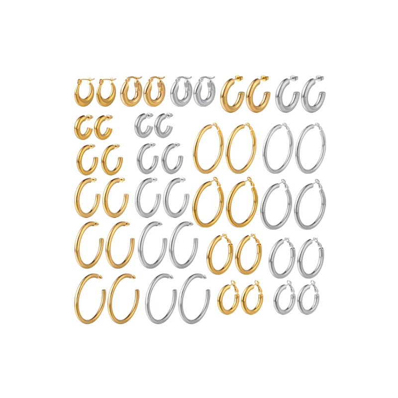 Round Hoop Earrings Factory - Stainless Steel Waterproof Gold Silver Small Medium Large Hoop for Women