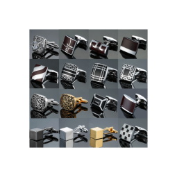 Laser Cufflinks Supplier - Wholesale Copper Black Golden Silver Laser Metal Personalized Cufflinks French Shirt Blank