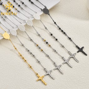 Stainless Steel Cross Necklace Manufacturer - Retro Virgin Mary Y Shaped Religious Jewelry