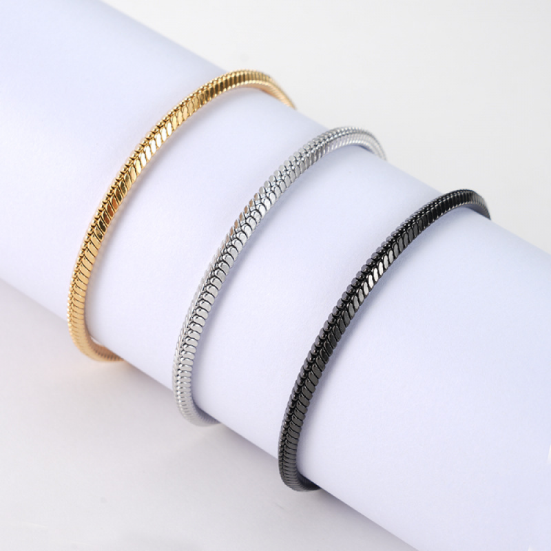 Stainless Steel Snake Chain Bracelet Supplier - Glossy Square Elegant Unisex Jewelry