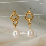 不锈钢吊坠耳环供应商 - 珍珠耳环防褪色女性时尚饰品