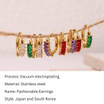 不锈钢hoop耳环厂家 - 镀金彩色锆石baguette切工女性饰品