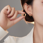 不锈钢耳环供应商 - 镀金心形星星双面钻石女款