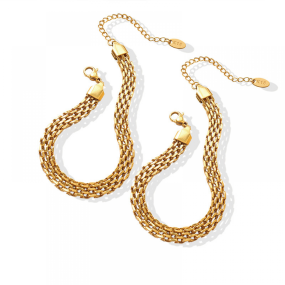 Stainless Steel Bracelet Manufacturer - Gold Plated Wide Chain Watch Style Men Women Jewelry