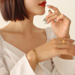 不锈钢手链厂家 - 镀金宽链条手表风格男女饰品