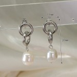 不锈钢吊坠耳环供应商 - 珍珠耳环防褪色女性时尚饰品
