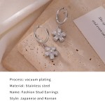 不锈钢hoop耳环工厂 - 镀金立方氧化锆花卉防褪色