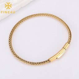 Stainless Steel Chain Bracelet Manufacturer - Fox Tail Link Round Cylinder Snap Closure