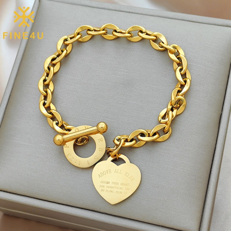 Stainless Steel Bracelet Supplier - OT Buckle Engravable Heart Shaped Love Pendant