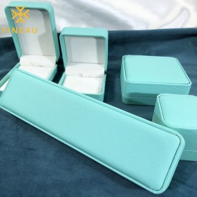 PU Leather Jewelry Box Factory - Blue Packaging Set Ring Bracelet Storage Solution
