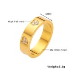 Stainless Steel Wedding Ring Manufacturer - Gold Plated Heart Studded Zircon Waterproof Gift