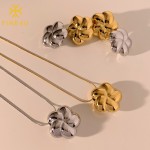 不锈钢饰品套装厂家 - 防过敏花卉吊坠项链耳环