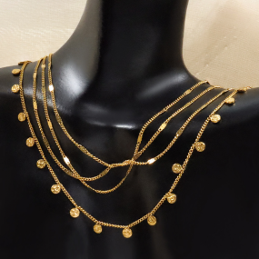 Stainless Steel Disc Charm Necklace Factory - Gold Plated Geometric Round Compact Pendant