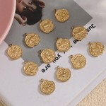 不锈钢星座配件供应商 - 复古浮雕14K镀金12星座吊坠