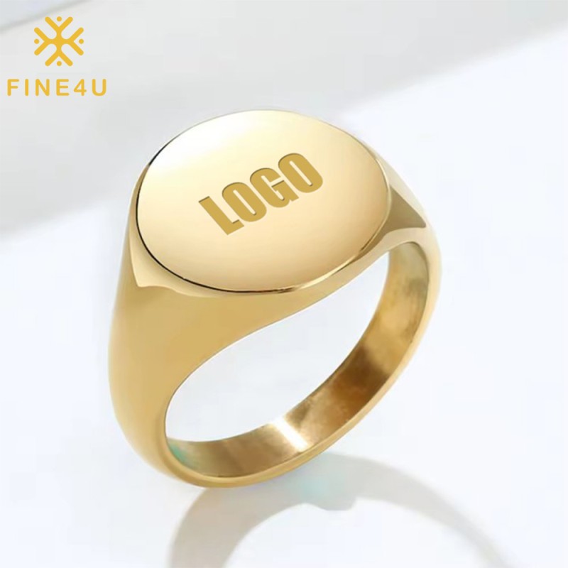 Stainless Steel Signet Ring Supplier - Custom Engraved Name Logo Minimalist Jewelry
