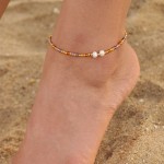 Stainless Steel Anklet Supplier - Gold Plated Freshwater Pearl Crystal Stacked Beaded