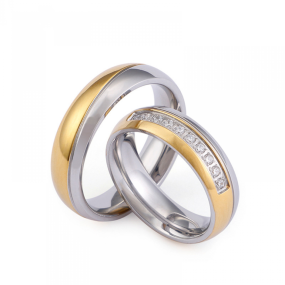 Stainless Steel Couple Ring Set Supplier - Valentine Day Trending Fashion Gold Plated