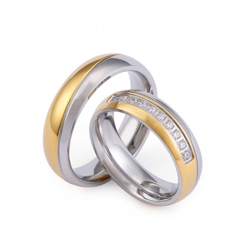 Stainless Steel Couple Ring Set Supplier - Valentine Day Trending Fashion Gold Plated