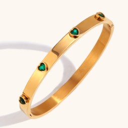 Stainless Steel Bangles Manufacturer - Waterproof Love Heart Cubic Zirconia Fine Jewelry