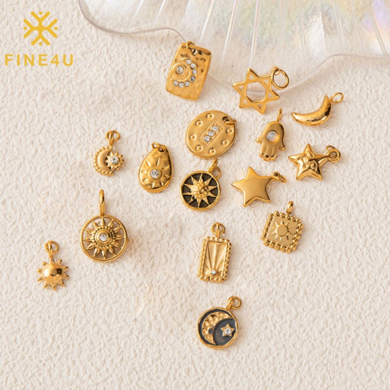 Stainless Steel Charms Manufacturer - Gold Plated Multi Pattern Pendants Jewelry Making
