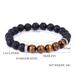 不锈钢手链工厂 - 手工火山熔岩珠虎眼石父亲节礼品