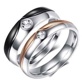Stainless Steel Couple Ring Set Manufacturer - Valentine Day Gift Engagement Wedding Jewelry