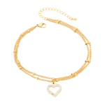Stainless Steel Anklet Supplier - Double Bead Chain Sweet Love Zircon Women Fashion Jewelry