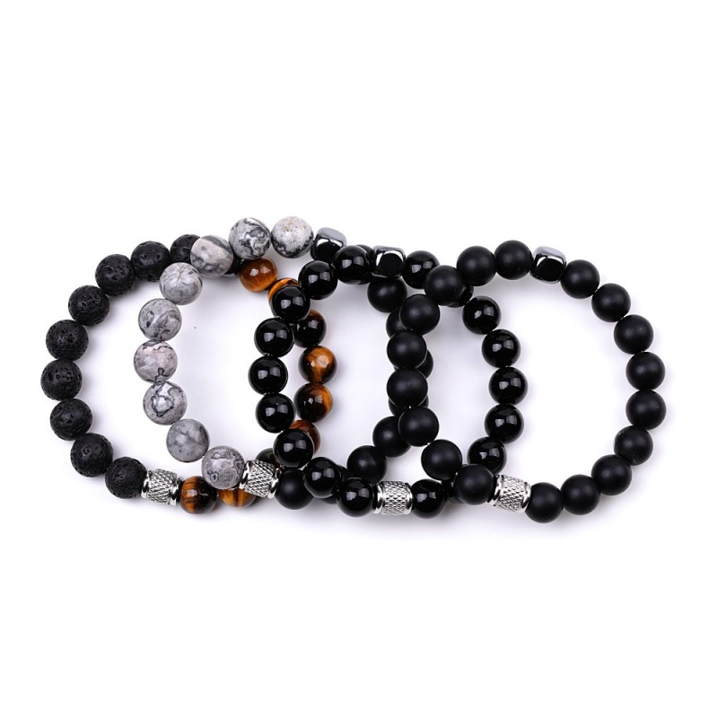 Stainless Steel Bracelet Manufacturer - Handmade Volcanic Bead Natural Lava Stone Tiger Eye